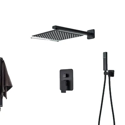 Image de Robinetterie de douche, pomme de douche à effet pluie, installation cachée, 2 voies 30 cm
