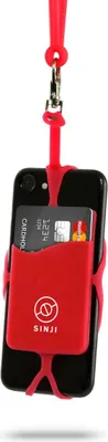 Produktbild von Sinji Telefonhalter mit Kordel - dehnbar - Universal - Telefonhalsband - Kartenhalter - Rot