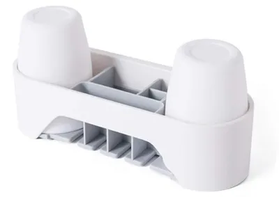 Zdjęcie produktu dla Solidchoice - Uchwyt na szczoteczki do zębów do montażu na ścianę, z podwójnymi kubkami, kolor: szary