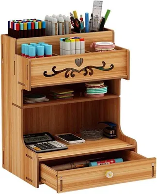 Produktbild von Holz-Schreibtisch-Organizer Mehrfachnutziger Aufbewahrungsbox Schreibtisch-Unterhaltsbox für Heim, Büro und Schule Weihnachten