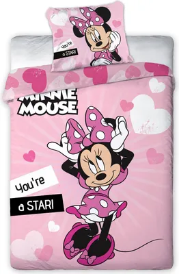 Obrázok produktu pre Súprava posteľnej bielizne Disney Minnie Mouse - obliečka na prikrývku 140x200 cm a obliečka na vankúš 63x63 cm do detskej izby