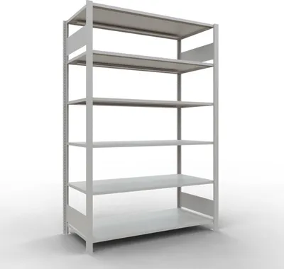 Produktbild von Schulte Büro-Fachbodenregal MULTIplus150 Stecksystem ohne Mittelanschlag | Grundregal | Fachlast 150kg | 200x130x60cm | 6 Ebenen | Beidseitig nutzbar | Lichtgrau