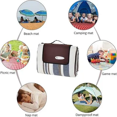 Productafbeelding van Picknickdeken - Stranddeken / campingdeken, extra grote, lichte strandmat, draagbare picknickmat, 300 x 200 cm