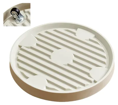 Produktbild von Pflanzenwagen mit Rädern, beweglicher Pflanzstand aus Kunststoff, beige, 31,5 cm