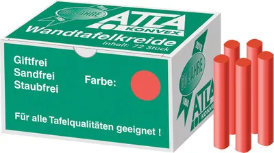 Produktbild von Farbkreide 72er Pack rot im Karton fettfrei, oval, staubarm