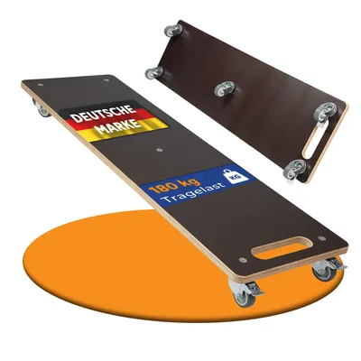 Produktbild von Rollbrett24® Lastenmeter 100x30cm – 180kg Traglast - 5 kugelgelagerte 360° Rollen, 2 mit Feststellbremse –für Möbel, Umzug, Pflanzenroller & Werkstatt