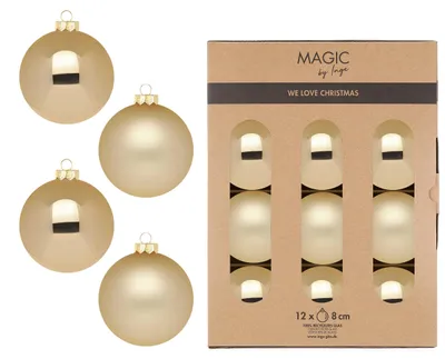 Produktbild von Inge‘s Christmas Decor Brokatgold, Kugel-Weihnachtsschmuck, Gold, 80 mm, 12 Stück(e), Box