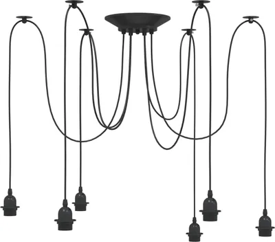 Obrázok produktu pre Závesná lampa s 6 objímkami E27 čierny kov