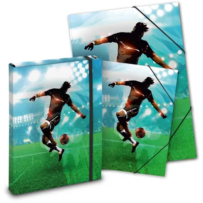 Produktbild von itenga Mappen SET FUSSBALL 3teilig: Heftbox + Gummizugmappe A4 + Zeichenmappe A3