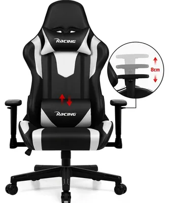 Image de Chaise de gaming et de bureau ergonomique, avec mousse à mémoire de forme, support lombaire et repose-tête