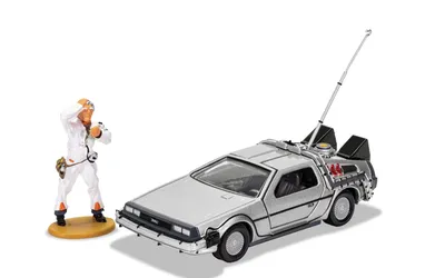 Zdjęcie produktu dla Model odlewniczy 1/36 DeLorean i figurka Doca Browna z serii Powrót do przyszłości