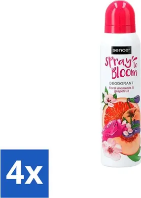 Produktbild von Sence - Floral & Grapefruit - Deodorant - Frisch & Fruchtig - 150 ml - Vorteilspack - 4 Stücke