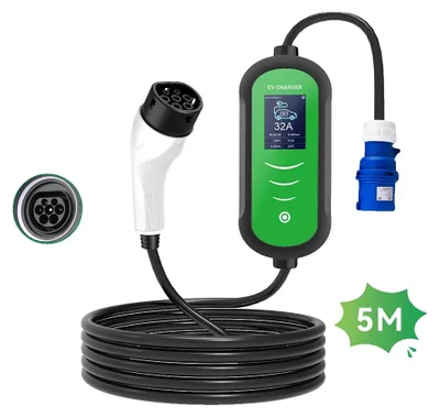 Imagen del producto de Cargador de vehículos eléctricos portátil, con corriente ajustable, protección IP65, 7 kW, 32A, monofásico