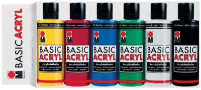 Produktbild von Marabu Acrylfarbe "BasicAcryl" Starter Set 6 x 80 ml