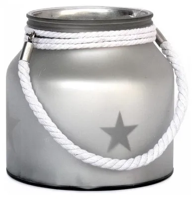 Image de Photophore en verre argenté, base Ø 16 cm, hauteur 15,5 cm, fait main
