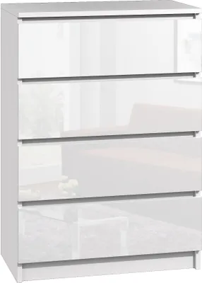Produktbild von Roe Furniture | Kommode 60 cm - 4 Schubladen - Weiß Glänzend - Robuste Bauweise - Praktischer Stauraum - Sideboard