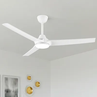 Image de Ventilateur de plafond avec éclairage LED, diamètre 132 cm, blanc mat, 6 vitesses, intensité réglable