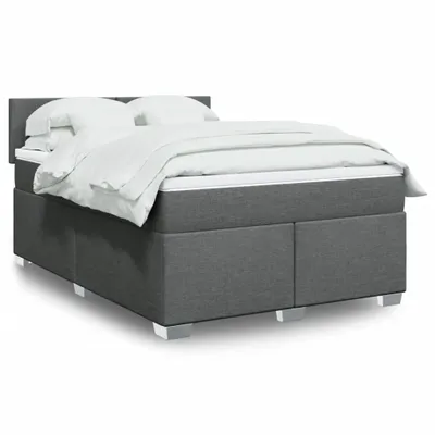 Produktbild von Langlebige Boxspringbett mit Matratze Dunkelgrau 160x200 cm Stoff Gästebett mit Lattenrost Möbel1628885