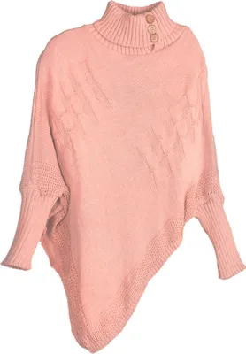 Produktbild von styleBREAKER Damen Feinstrick Poncho mit Zopfmuster und Ärmeln, Schalkragen 08010055