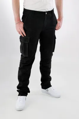 Produktbild von Herren Lederhose Cargohose Lederjeans Nubuk – Schwarz / 29
