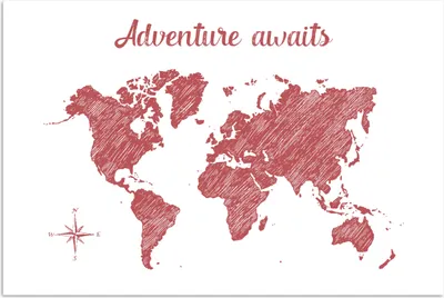 Produktbild von MuchoWow® Poster Weltkarte - Rot - Zitat 30x20 cm - Plakate - Print