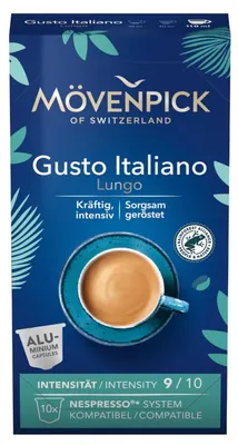 Zdjęcie produktu dla Mövenpick kapsułki do kawy GUSTO ITALIANO LUNGO kapsułki aluminiowe 10 sztuk 55g