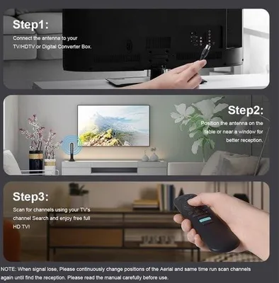 Produktbild von TNT HD TV-Antenne - Leistungsstarke digitale HDTV-Antenne mit Signalverstärker - 250 Meilen Reichweite - 360°-Drehung - Tragbar - 4K 1080P VHF - er Empfang.