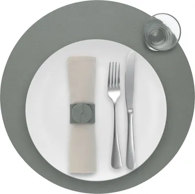 Produktbild von Platzdeckchen Skinnatur "Elephant" - Platzsets - Tischset - Rund - Recyceltes Leder - Grau - 38cm - 1 Stück