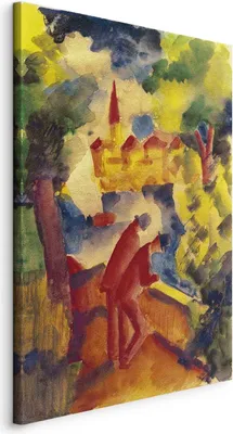 Zdjęcie produktu dla Zdjęcia August Macke 80x120 cm obraz na płótnie z włókniny 1 sztuka nowoczesna grafika ścienna XXL dekoracja ścienna obraz ścienny sztuka abstrakcyjna l-F-13208-b-a