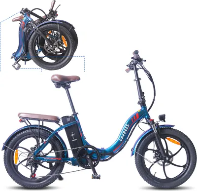 Produktbild von Dámy E Bike skladací elektrický bicykel 20 palcov, 3.0 Fat Tire E-Bike skladací, 18AH batéria, 250W Fatbike Ladies25km/h Electric City E Bike Dark Blue