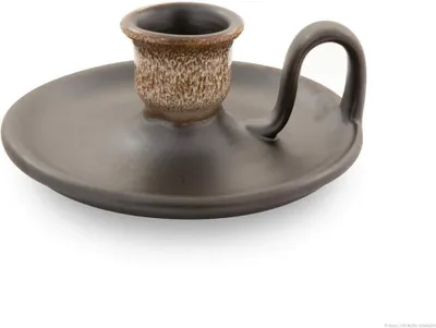Produktbild von Original Bunzlauer Keramik retro vintage Kerzenständer Kerzenhalter rund Ø:14,5 cm Höhe: 5,5 cm Nachbildung ZACIEK (Braun)