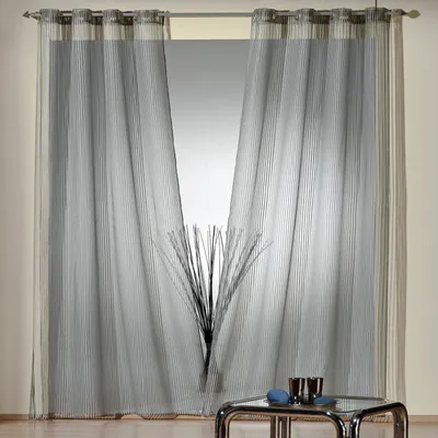 Obrázek produktu pro heimtexland ® Dekorativní šátek Organza Stripes Anthracite Grey Eyelet Scarf Curtain VxŠ 235x135 cm Transparent Type744