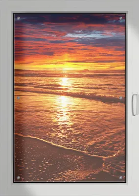 Produktbild von Wallario Lichtschutzbild, Dekorativer Sichtschutz Sonnenschutz 76 x 115 cm mit Motiv: Farbenfroher Sonnenuntergang über dem Meer II - Verdunklung ohne Bohren