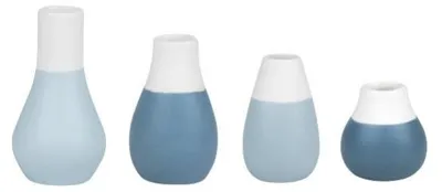 Zdjęcie produktu dla Räder Mini Pastellvasen 4er Set blau D.4cm, H.4,5-8cm