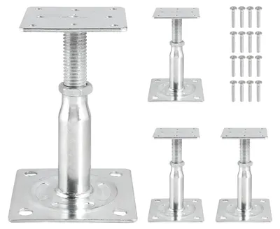 Imagen del producto de Juego de 4 soportes para postes, de acero galvanizado y con altura ajustable