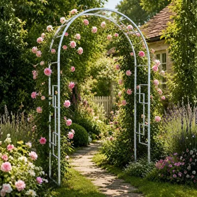 Produktbild von DanDiBo Rosenbogen Verzinkt Massiv 150 cm Torbogen 96524 Wetterfest Rundbogen Volleisen Rankhilfe Gartenbogen Feuerverzinkt