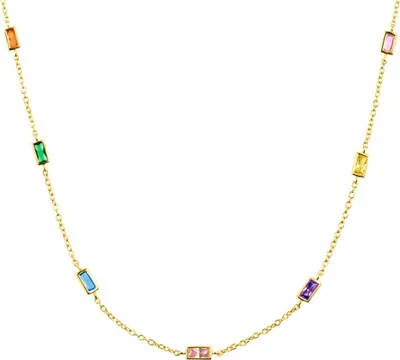 Produktbild von s.Oliver Kette Regenbogen aus 925er Silber, IP Gold, Zirkonia