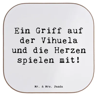 Produktbild von Mr. & Mrs. Panda Untersetzer Glas Spruch Vihuela Herzklang - Weiß - Geschenk, Instrument, Saiteninstrument, historische Musik, gläseruntersetzer, Musikinstrument, Lernen