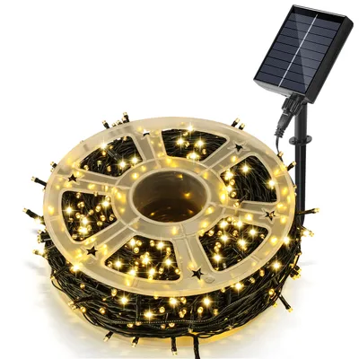 Obrázek produktu pro Ikodm LED solární světelná řetězec, 50 metrů, 500 LED diod, 8 režimů, solární lampa pro vnitřní i venkovní použití, ideální pro zahradu, party a vánoční dekorace, venkovní osvětlení, dekorace, teplá bílá