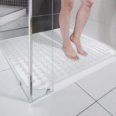 Produktbild von Unyqoos ® sichere und bequeme rutschfeste Duschmatte mit Saugnäpfen und Abflusslöchern, 80 x 80 cm