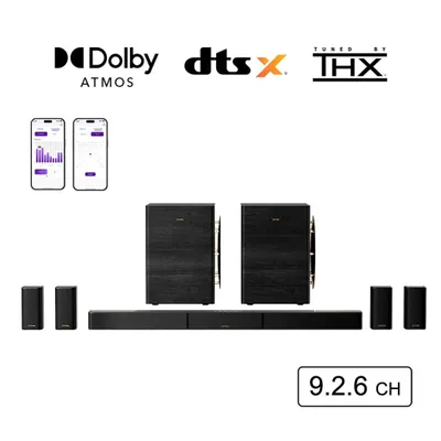 Immagine prodotto di ULTIMEA Skywave X100, soundbar duale 9.2.6 con Dolby Atmos & DTS:X, ottimizzata THX, 2 subwoofer da 10", 2000W, compatibile 8K, wireless