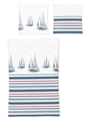 Produktbild von Irisette Seersucker Bettwäsche Easy 8493-20 Segelboot Streifen 135x200
