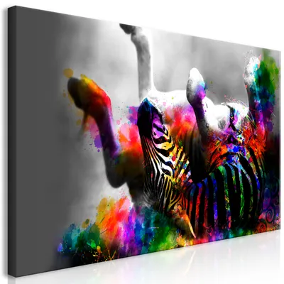 Produktbild von Wandbild Mega XXXL Tiere 250x125 cm Einteiliger XXL-Format Kunstdruck zur Selbstmontage Leinwandbilder moderne Bilder DIY Wanddekoration Wohnung Deko Zebra Farbflecken Abstrakt g-C-0302-ak-e