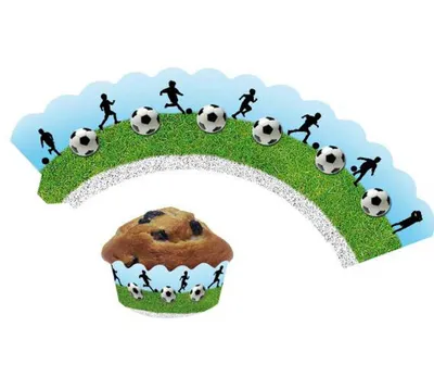 Produktbild von Muffin Banderole Deko Kindergeburtstag Fußball 12 Stück Party-Zubehör