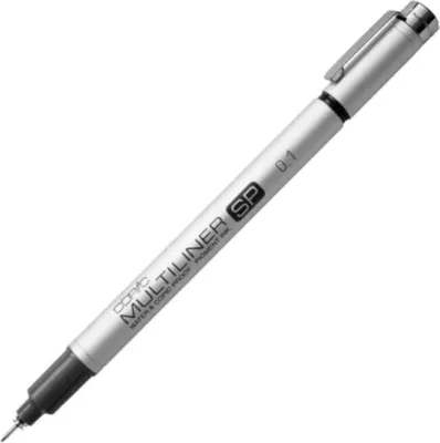 Obrázok produktu pre Copic Mulitliner SP, Čierna, Extra jemné, Strieborná, Kolo, Atrament na pigmentovej báze, 0,1 mm