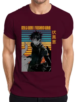Obrázek produktu pro Megumi Fushiguro Jujutsu Kaisen Shikigami Ghost Dogs Vintage pánské tričko, vínová, M