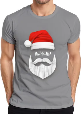 Produktbild von Ho Ho Ho Weihnachtsmann Santa - Weihnachten Weihnachtsgeschenk Christmas Herren T-Shirt, Grau, XXL