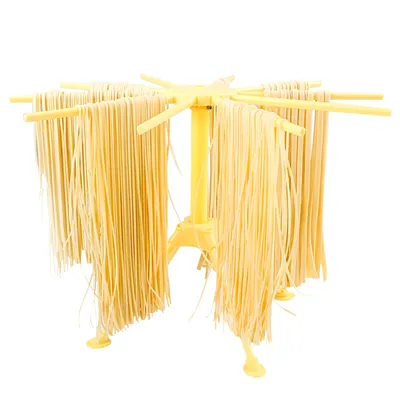 Produktbild von Penelife Nudeltrockner mit 10 ausziehbaren Armen – Faltbarer Nudelständer zum Trocknen von Pasta – Pastatrockner aus Kunstsstoff – Pastaständer zum aufhängen von 2kg Nudeln, gelb