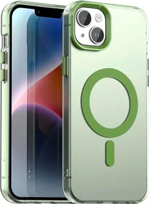 Immagine prodotto di Custodia magnetica per iPhone 15, sottile custodia antiurto traslucida opaca verde