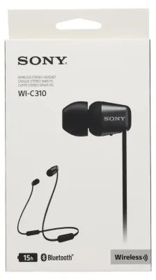 Produktbild von Sony WI-C310, Kabellos, 20 - 20000 Hz, Anrufe/Musik, 19 g, Kopfhörer, Schwarz